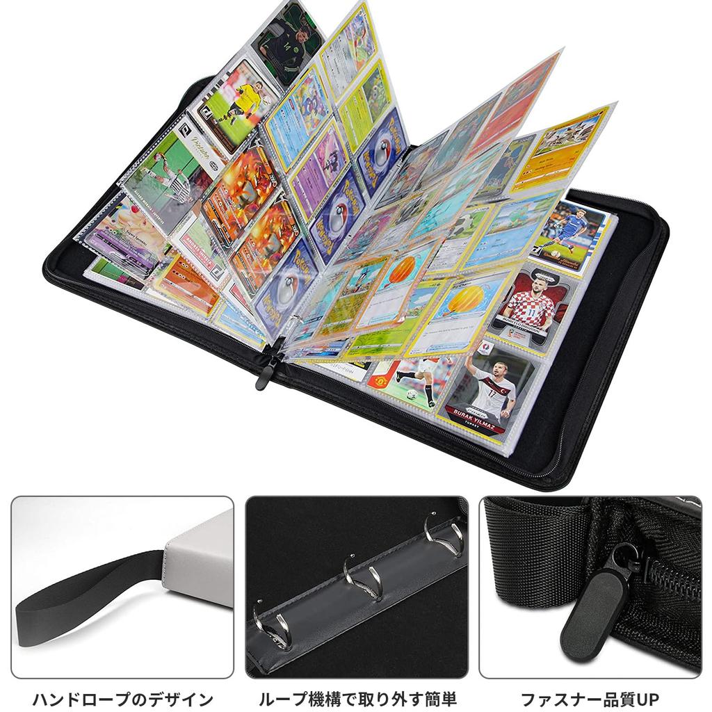 Kártya irat Kereskedelmi kártya irattartó 9 zsebben 720 kártya tárolására alkalmas, vízálló és kártyakötő PVC borítással Hordozható cipzáras kártyalap más játékok tárolására