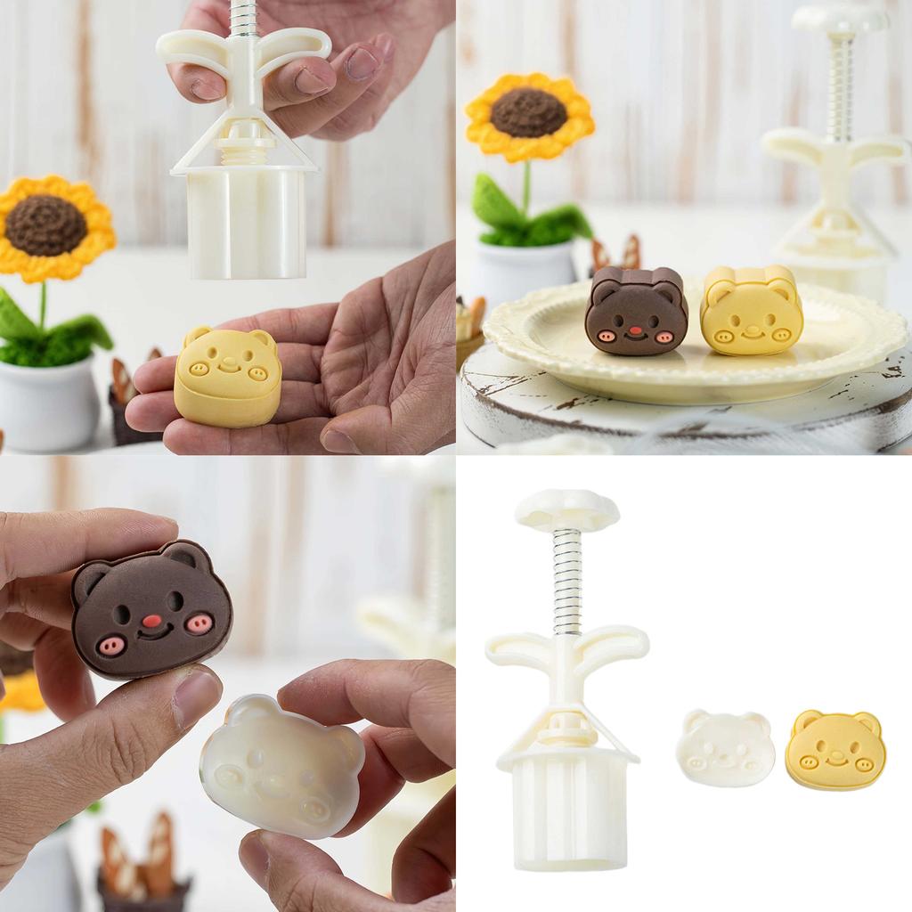 Bear Shape Moon Cake Press Molds Cookie Stamp Chinese MidAutumn Moon Cake Maker Decorating Tool for Making Cookie