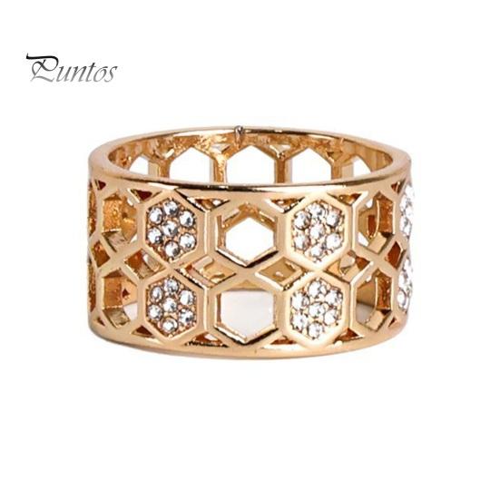 Lightweight Metal Scarf Ring Honeycomb Silk Ring, Hollow-out Bandana Slide Rhinestone Holder for Women Neckerchiefs Shawls Shirts Electroplated