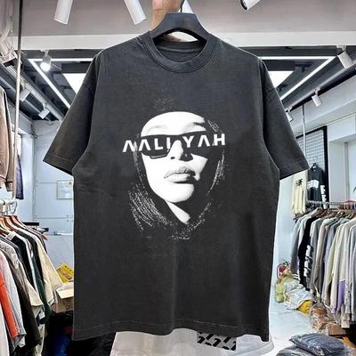 Aaliyah Shades Grafisch Logo ZWART T-shirt klassieke stijl tee vtg