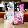 Anime Kwaii Girl Ins Style Plating Phone Case For Samsung Galaxy S24 S25 FE S26 Edge S23 Ultra S22 S21 Plus S20 Anti-Fall Airaba