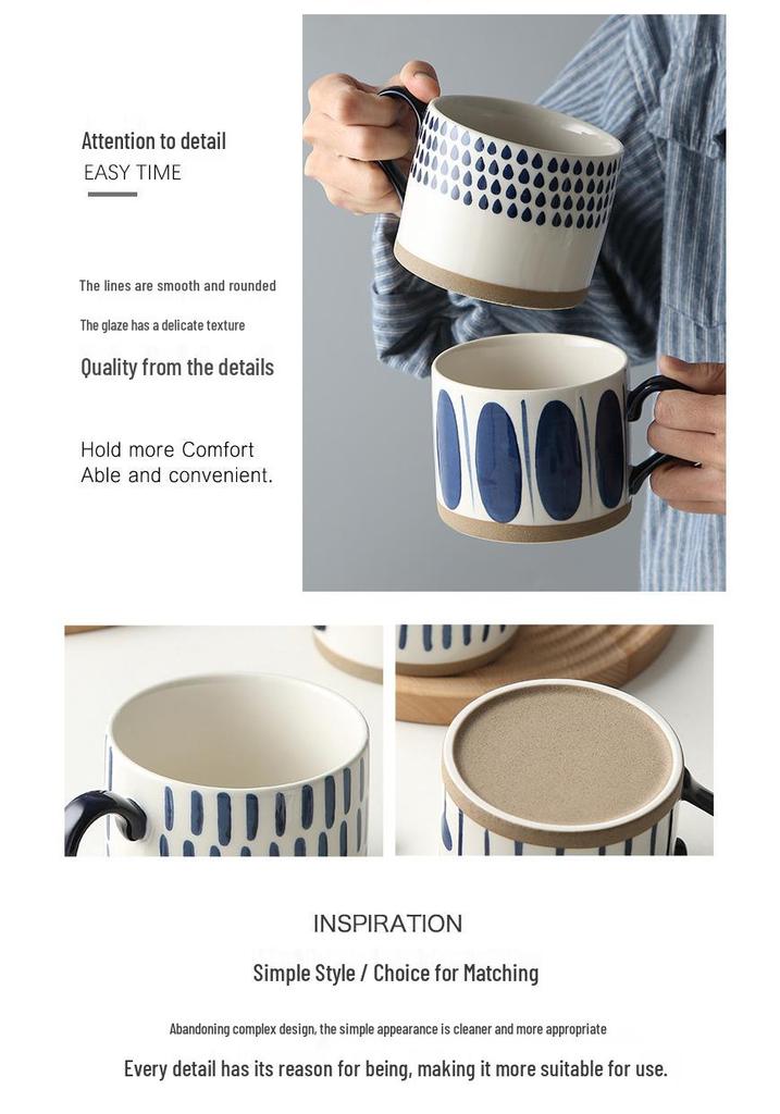 Nordic Style Hand-Painted Ceramic Mug Set - Heat Resistant, Perfect for Office or Festival Gifts.