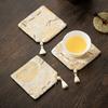 25 New Sifang Brocade Tassel Coaster Fabric Household Teacup Mat Tea Set Insulation Mat Premium Tea Ceremony Accessories