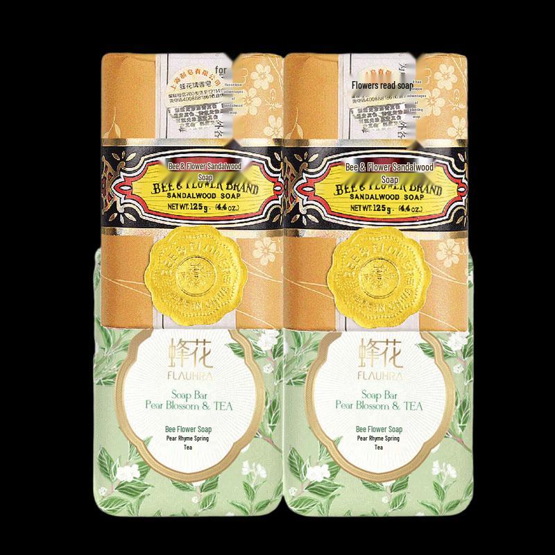 Bee & Flower Sandalwood & Pear Spring Tea Soap Bar Set
