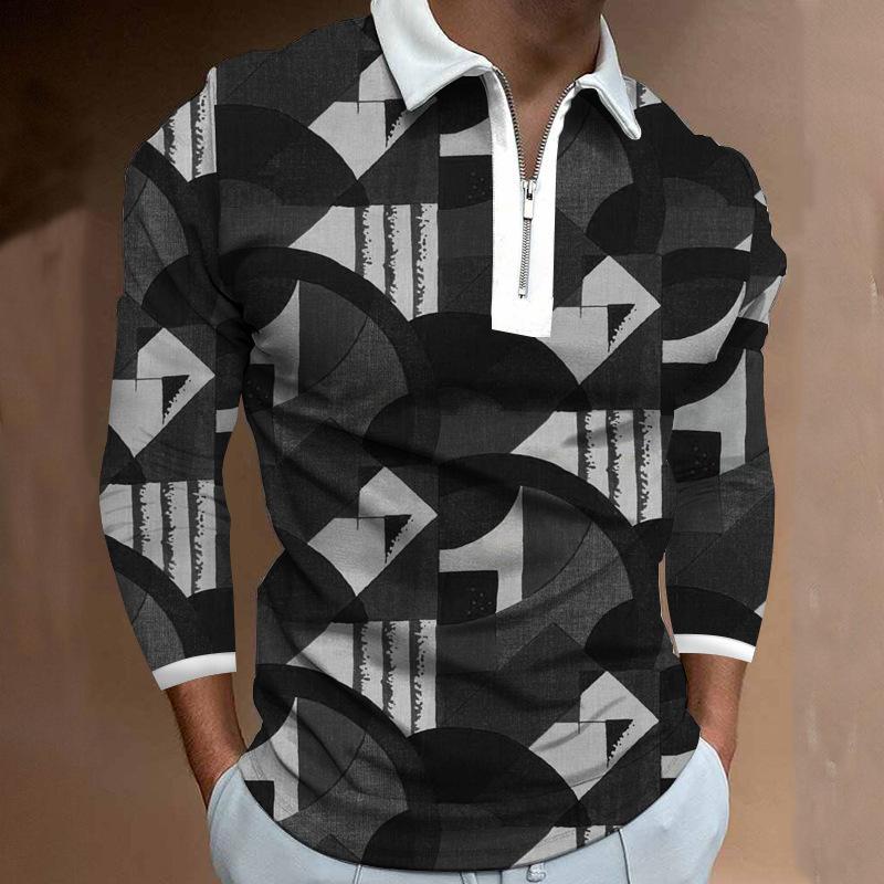 Trendy Men's Long Sleeve Polo Shirt, Stylish Design for Daily Wear