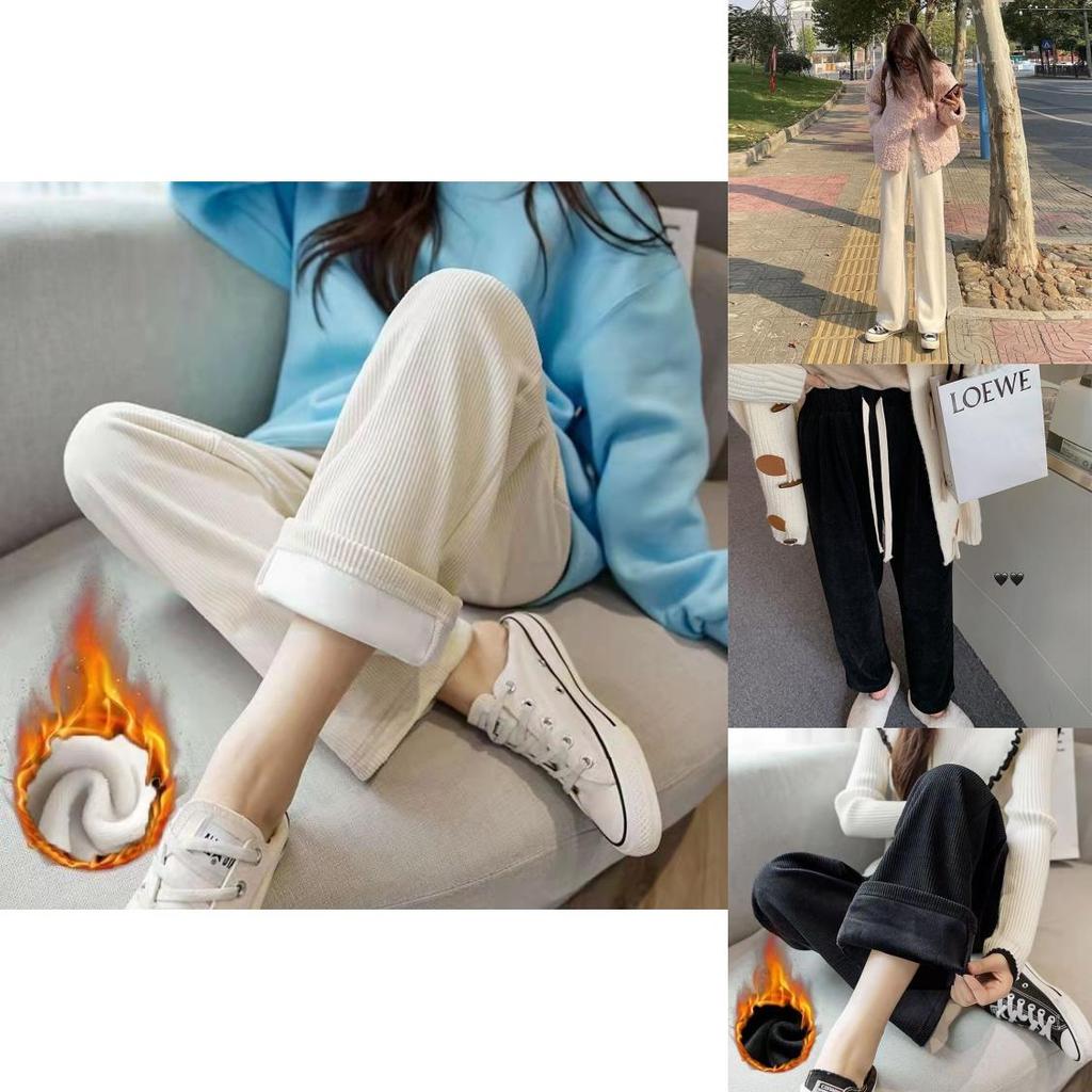 Wide Leg Pants For Women With Plush Fleece And High Waist For Autumn Winter Casual Wear