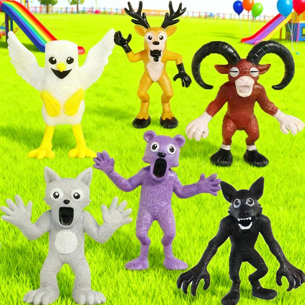 New 6 Pieces/set Of 99 Night Forest Character Statues, Owls, Goats, Wolves, Deer, 99Night Forest Toy Gifts