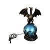 Fantasy Shelf Dragon Lamp Figure With Sphere Light, Bedroom Desk Accent Piece for Cabinet Display, Collector Use, and Gift Selection