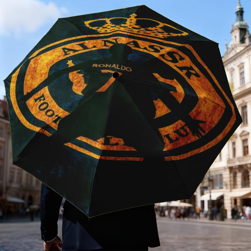 1PC Nassr Football Club Crest Printed Umbrella Folding umbrella, automatic umbrella 8-Frame for Travel, camping Fan gifts Christmas Gifts
