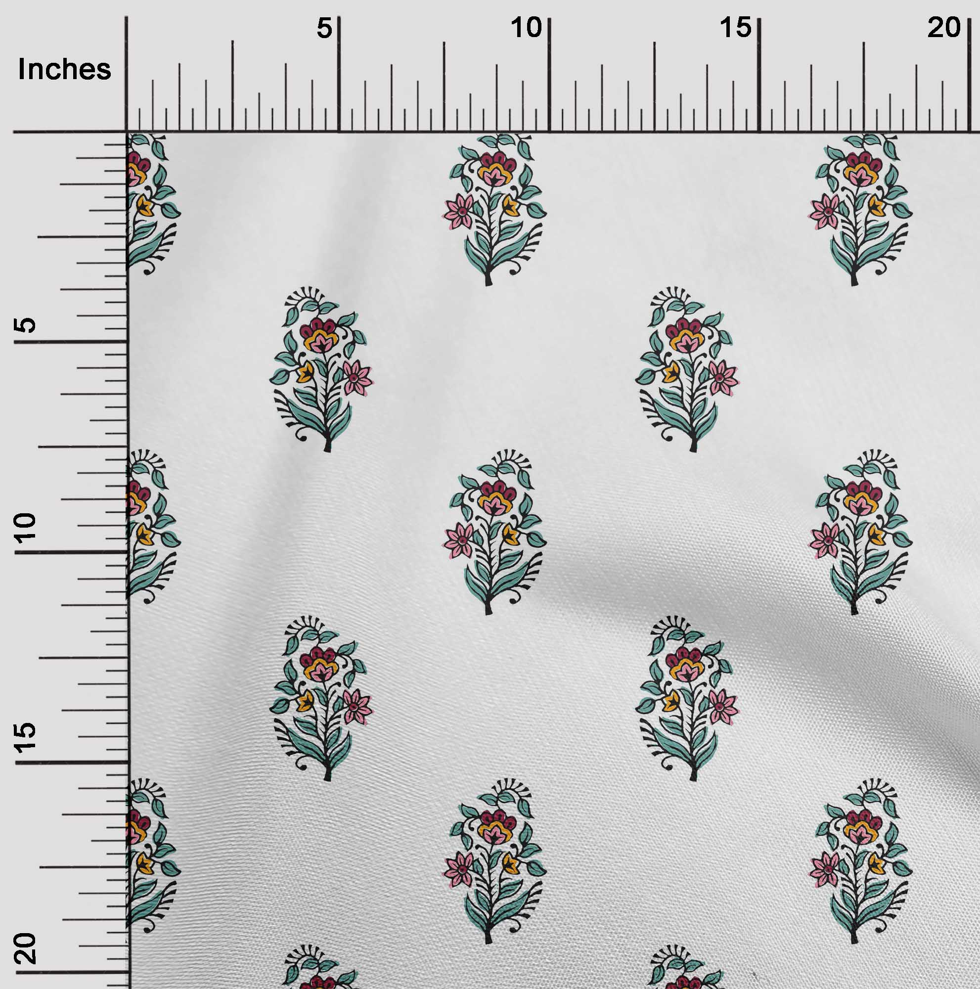 

Бавовняна гнучка тканина oneOone із листям і квітковим принтом на ярдах 40 дюймів 42 Inch - Viscose Chiffon білий