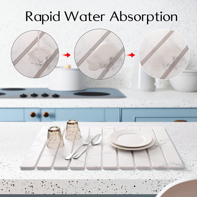 Diatomaceous Earth Water Absorption Mat for Kitchen & Bathroom - Drying & Draining Mat Coaster