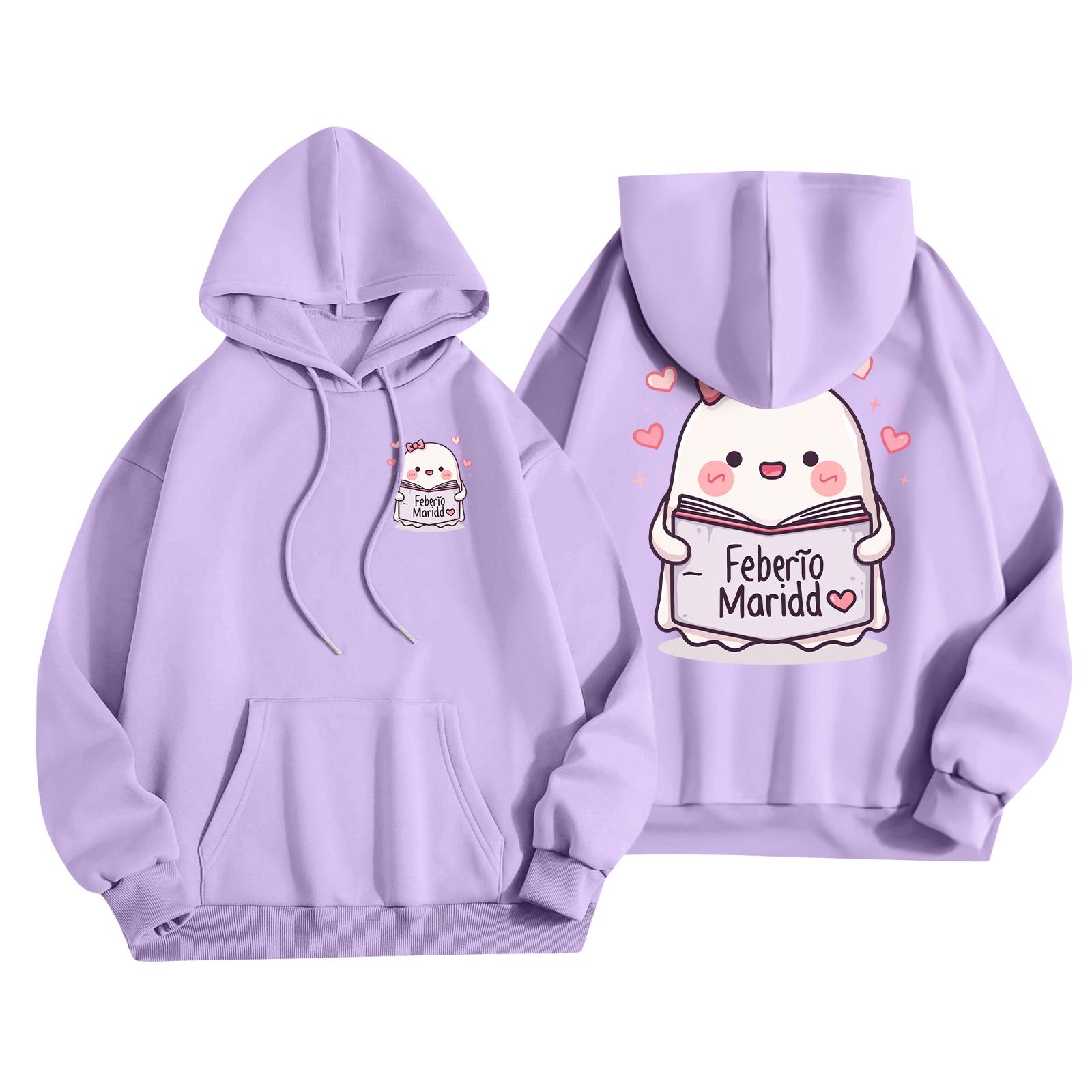 

Детская повседневная модная толстовка с капюшоном и длинными рукавами с принтом на Хэллоуин 160 фиолетовый