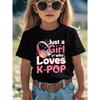European Size Summer Fashion Girls Short Sleeved T Shirt with Earphones Music Symbols Hearts and Cartoon Patterns Casual and Versatile Top