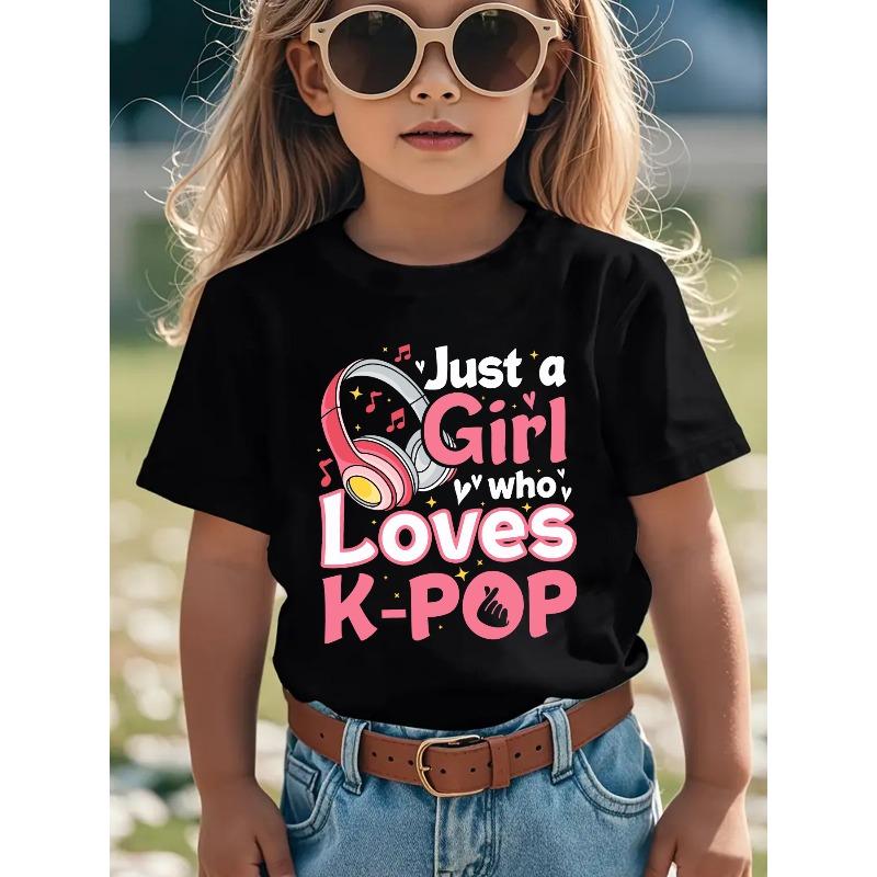 European Size Summer Fashion Girls Short Sleeved T Shirt with Earphones Music Symbols Hearts and Cartoon Patterns Casual and Versatile Top