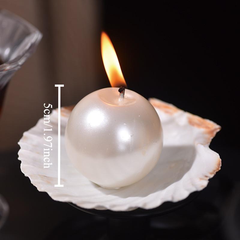 1Pc Ocean Theme Pearl Scented Candles with Shell Beach Photography Props Home Party Holiday Scented Candle Bathroom Decor