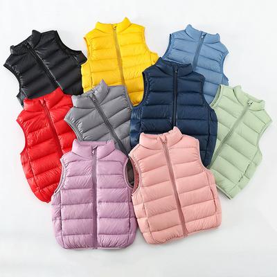 Meninos e Meninas Top Inverno Roupas Infantis Leve e Fino Infantil Ombro Gola Alta Cor Sólida Quente Jaqueta de Penas Colete