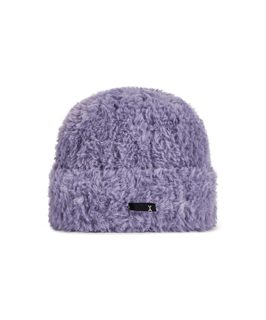 Bajal Safety Pin Fur Beanie Purple Grey