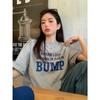 Hong Kong Sle Versatile Retro Letter Print ort Sve T-irt Women's Cotton 00% Casual Faion Top