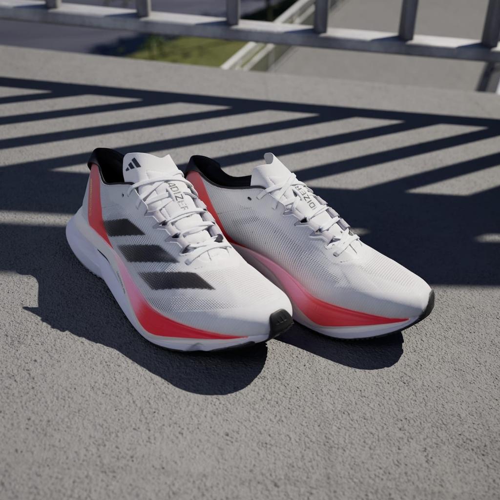 adidas Adizero Boston 12 IF9210 Men's Performance Sports Shoes Cloud White / Aurora Met. / Solar Red