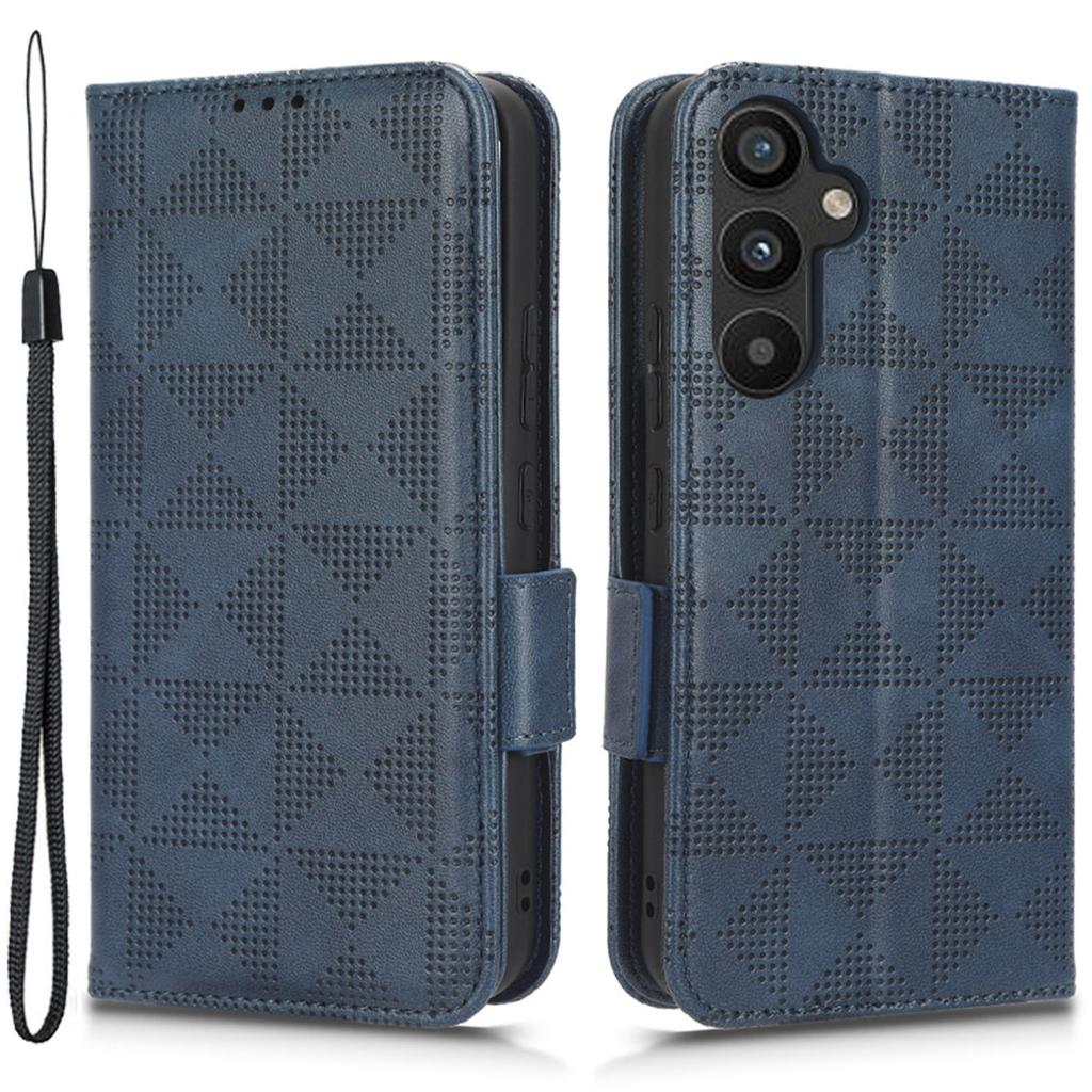 Für Samsung Galaxy A34 5G Handyhülle mit aufgedrucktem Dreiecksmuster PU-Leder Brieftasche Ständer Handyhülle mit Handschlaufe