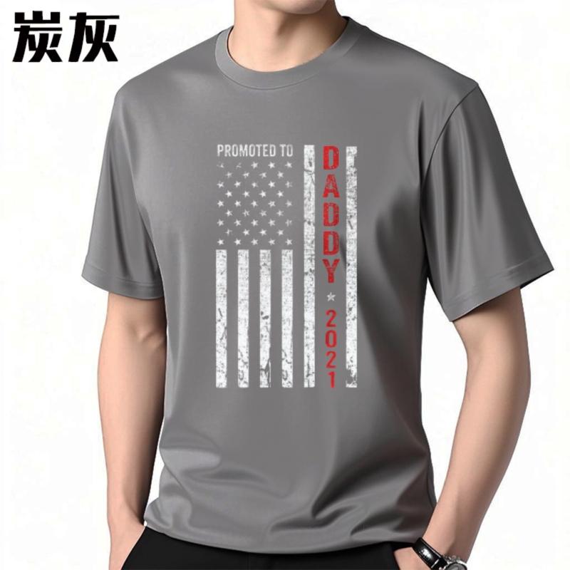 New Arrived Unisex Round Neck Tshirt Vintage Promoted To Daddy 2021 American Flag Design Anime For Him Tee Shirt Breathable Tee