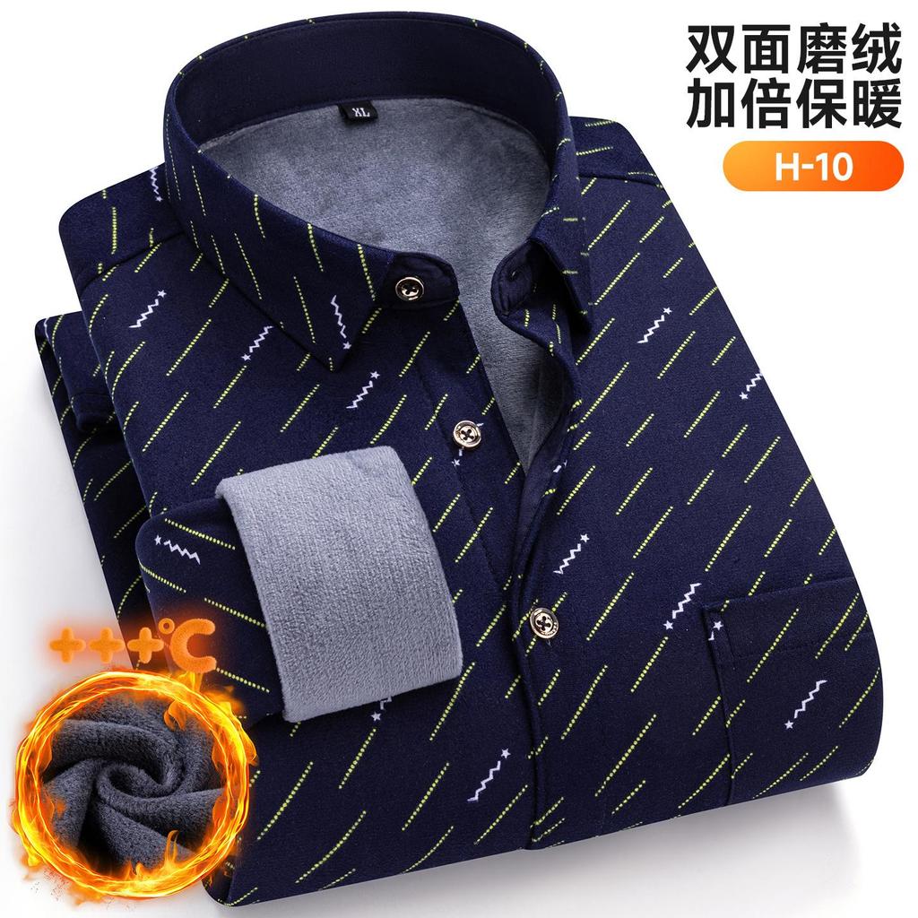 New Plus Size 8XL 7XL 6XL Men's Shirt Autumn Winter Fleece Thickened Warm Long Sleeve Plaid Business Casual Slim-fit Man Clothes