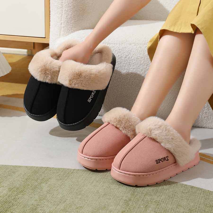 2025 new slippers piled and thickened home warm thick-soled cotton shoes non-slip indoor winter plush cotton slippers