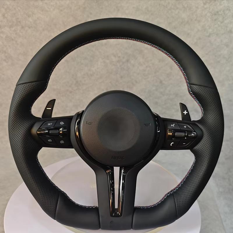 Black Chrome Sport Leather Steering Wheel For BMW F30 F36 F20 F23 F22 M3 F80 X1 F48 F10 F07 F01 M5 E84 E87 E90 E70 BMW Car Accessory