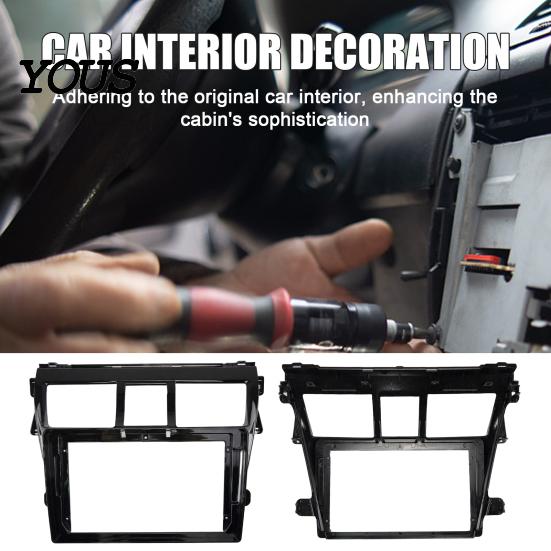 Console Gap Filler 9 Inch Car Radio Fascia Frame for Toyota Vios 2008, Navigation Dashboard Accessory Panel Frame, Stereo Install Bezel Trim,