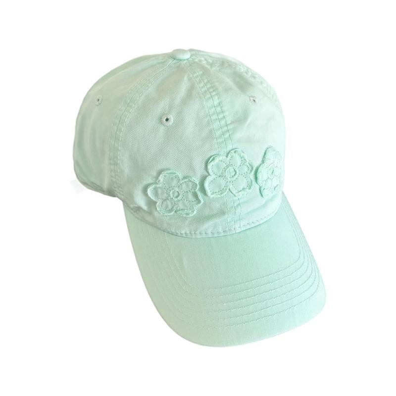 

Embroidered Floral Baseball Cap For Women Sun Protections Breathable Acrylic Adjustable Belt Hat зелёный