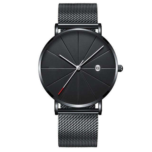 Men's Ultra-Thin Wormhole Concept Quartz Watch with Mesh Band