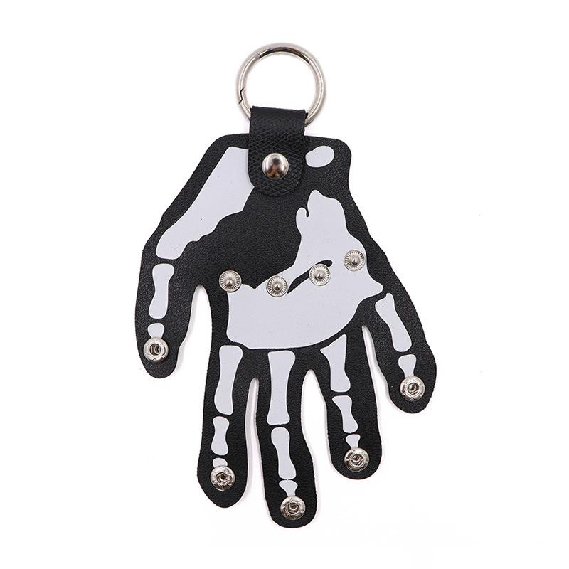 Creative Punk Style Skeleton Finger Keychains PU Leather Halloween Novelty Keychains New Popular Products Funny Bone Keyholders