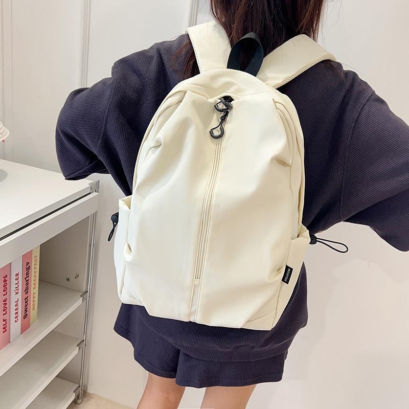 New Schoolbag Men's Leisure Campus Middle School Student Backpack Trend Lightweight Versatile Solid Color Travel Backpack Women