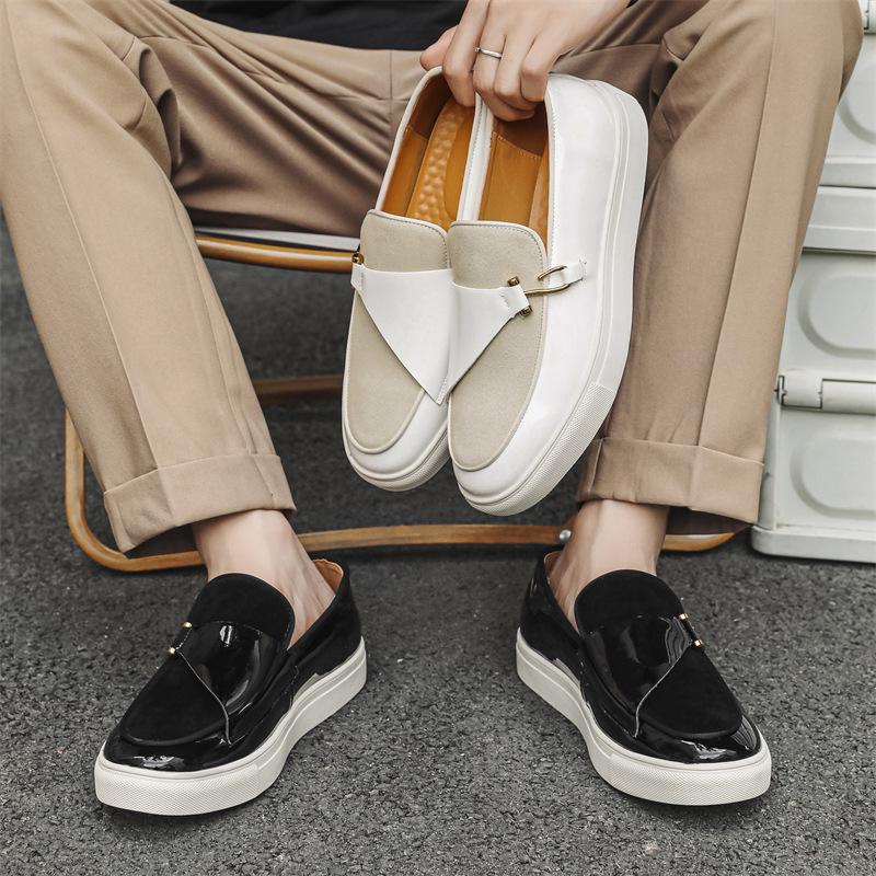 Vier Jahreszeiten Herren Low-Top Fußschuhe Mode Britischer Gentleman Herrenschuhe Europäische Station Lässige Weiße Lederschuhe Herren