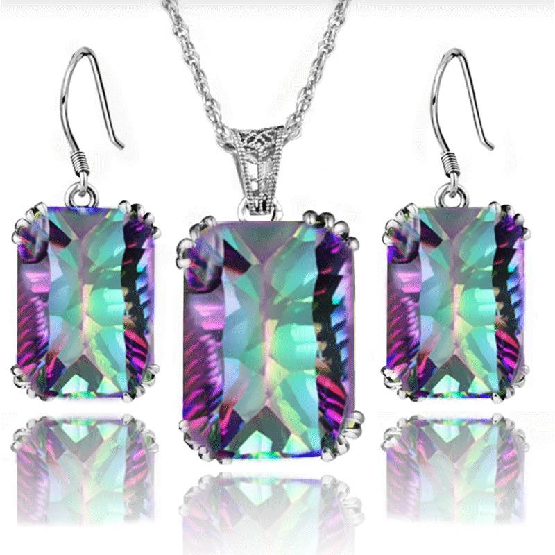 1pcs Necklace And Earrings Set, New Fashion Creative Personality Versatile Earrings Necklace Set, Women Clavicle Chain Crystal Pendant Jewelry Gift