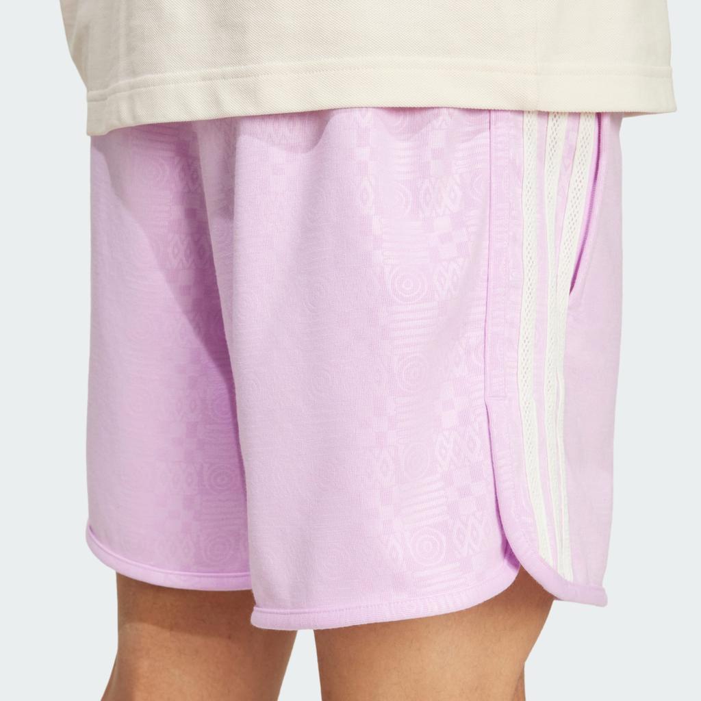 Adidas Originals Striped Elastic Waist Fitted Three-Quarter Sports Shorts Men Shorts Pink JC6516