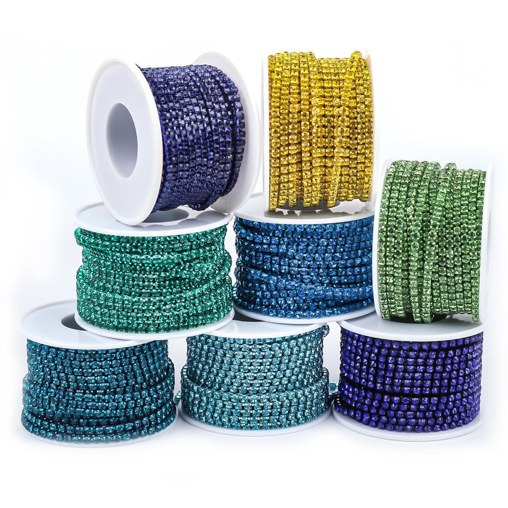 Electrophoresis Bottom Rhinestone Chain Colored Crystal Chain Diy Mobile Phone Case Claw Diamond Chain Jewelry Clothing Wedding Accessories