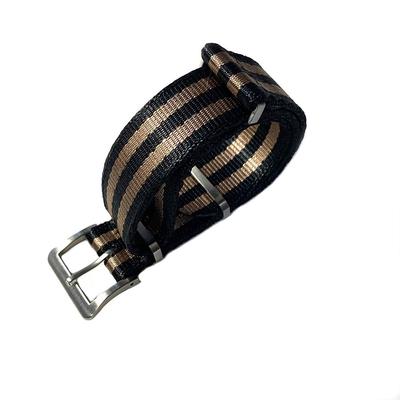 Premium G10 Silk Touch Nylon Schwarz Hell 2 20mm NATO-Typ Armband, + Braun, Streifen,