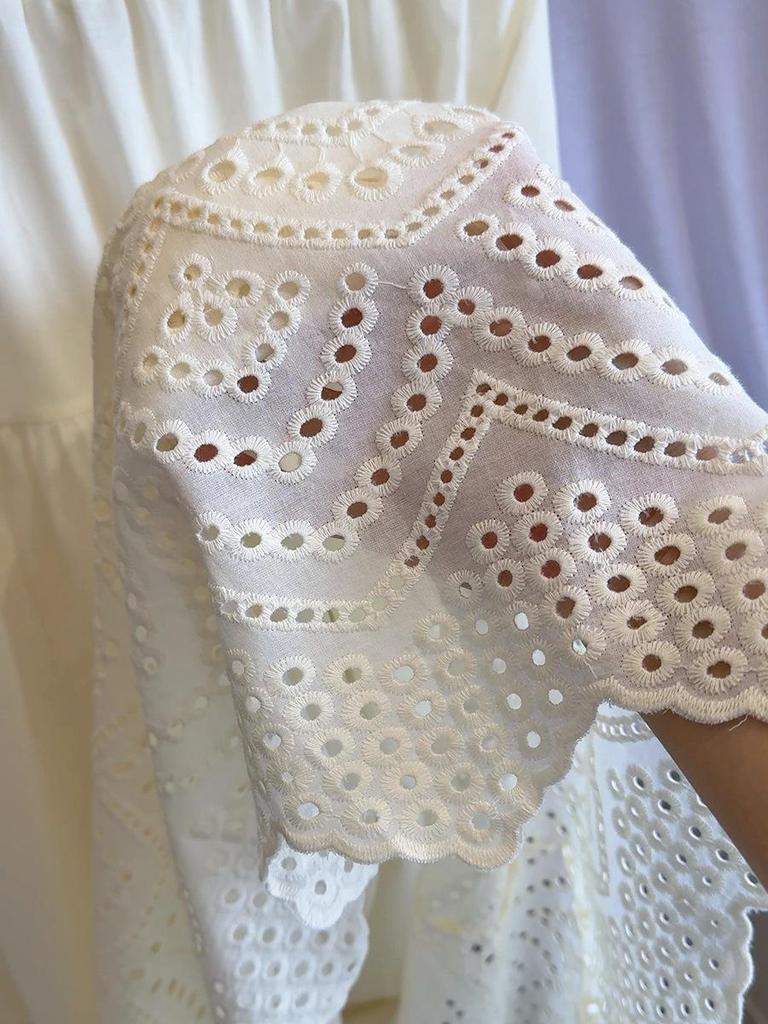 Spring 2026 French Sweet Lace Crochet A-Line Skirt with Elastic Waist for Women