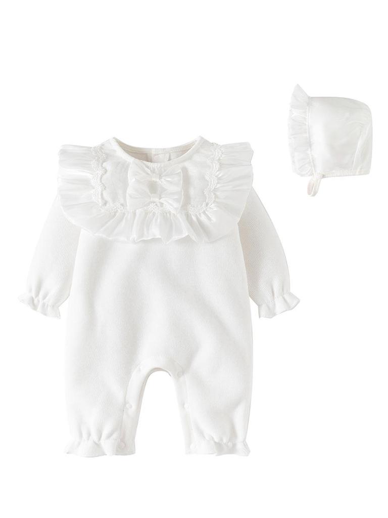 Baby Girls' Thick Velvet Princess Bodysuit Jumpsuit - Autumn/Winter Outerwear