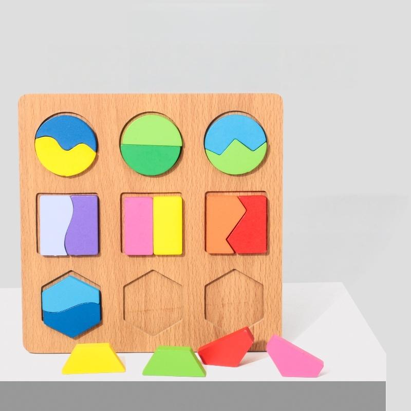 Holzpuzzle Montessori 3D Geometrische Formen Brett für Kinder Vorschule Lern Lernspiel Farbe Erkennung Spielzeug für Kinder
