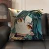 Xiao Genshin Impact Cute Cushion Cover Natural Linen Organic Fabric DoubleSided Printing Sofa Home Decor Gift Pillow Case