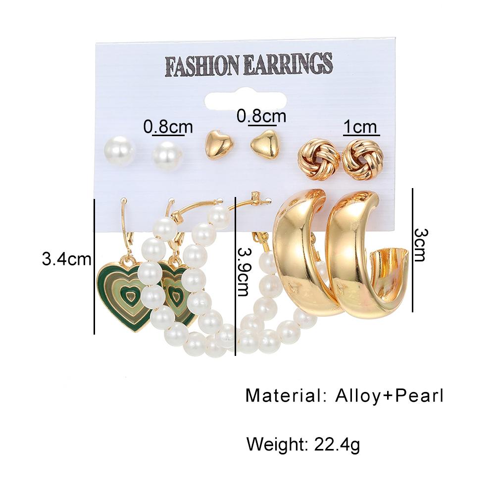 Inlaid Fashion Artificial Temperament Elegant Pearl Women's Earrings Vintage Gold Earrings Set
