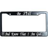 Thou Shall Not Try Me Matte Black Stainless Steel License Plate Frame, Funny Auto Car Tag Frame, Heavy Duty License Plate Cover Holder, 2 Holes With