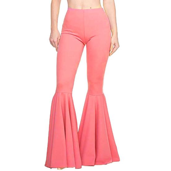 High-Waist Elastic Waistband Control Tummy Hip Lifting Lady Trousers Skinny Breathable Women Solid Color Sports Mermaid Flared Pants Streetwear