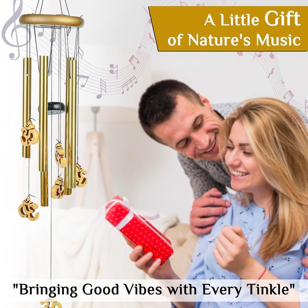 Závěsné zvonkohry na balkon, do ložnice a obývacího pokoje | Perfektní dárkové předměty pro ženy k nastěhování, bytová dekorace a pokojová dekorace Om, 5 trubek