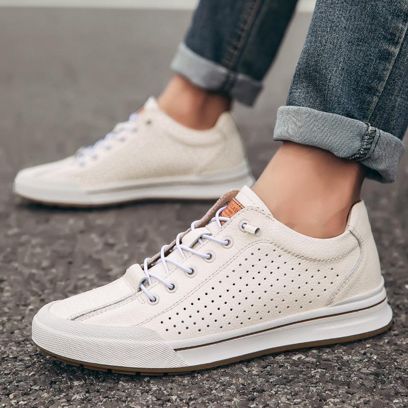 Genuine Leather Mens Breathable Casual Shoes 2025 New Arrival for Men Lace-Up Sneakers High Quality School Skate Shoes Men Shoes