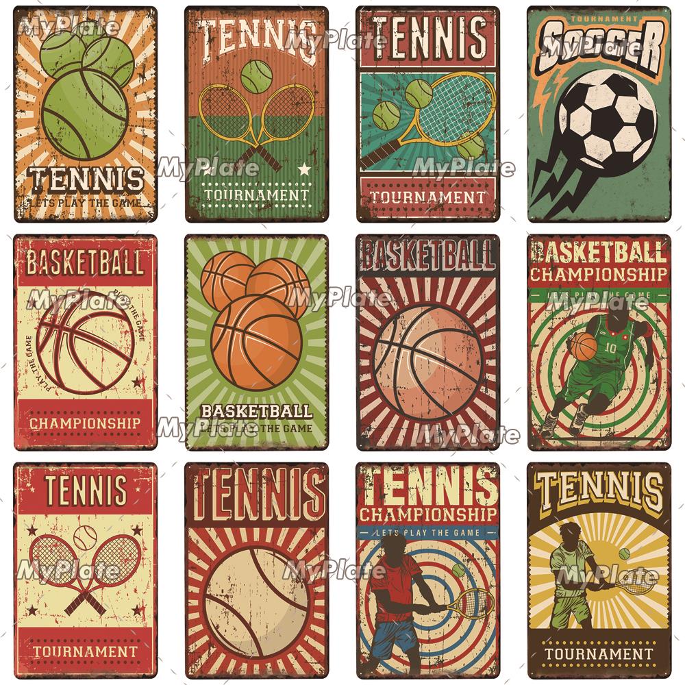 Soccer Metal Sign Vintage Plaque Tin Sign Wall Decor For Home Bar Pub Club Plate Crafts Art Poster Gift Sport Tennis Poster