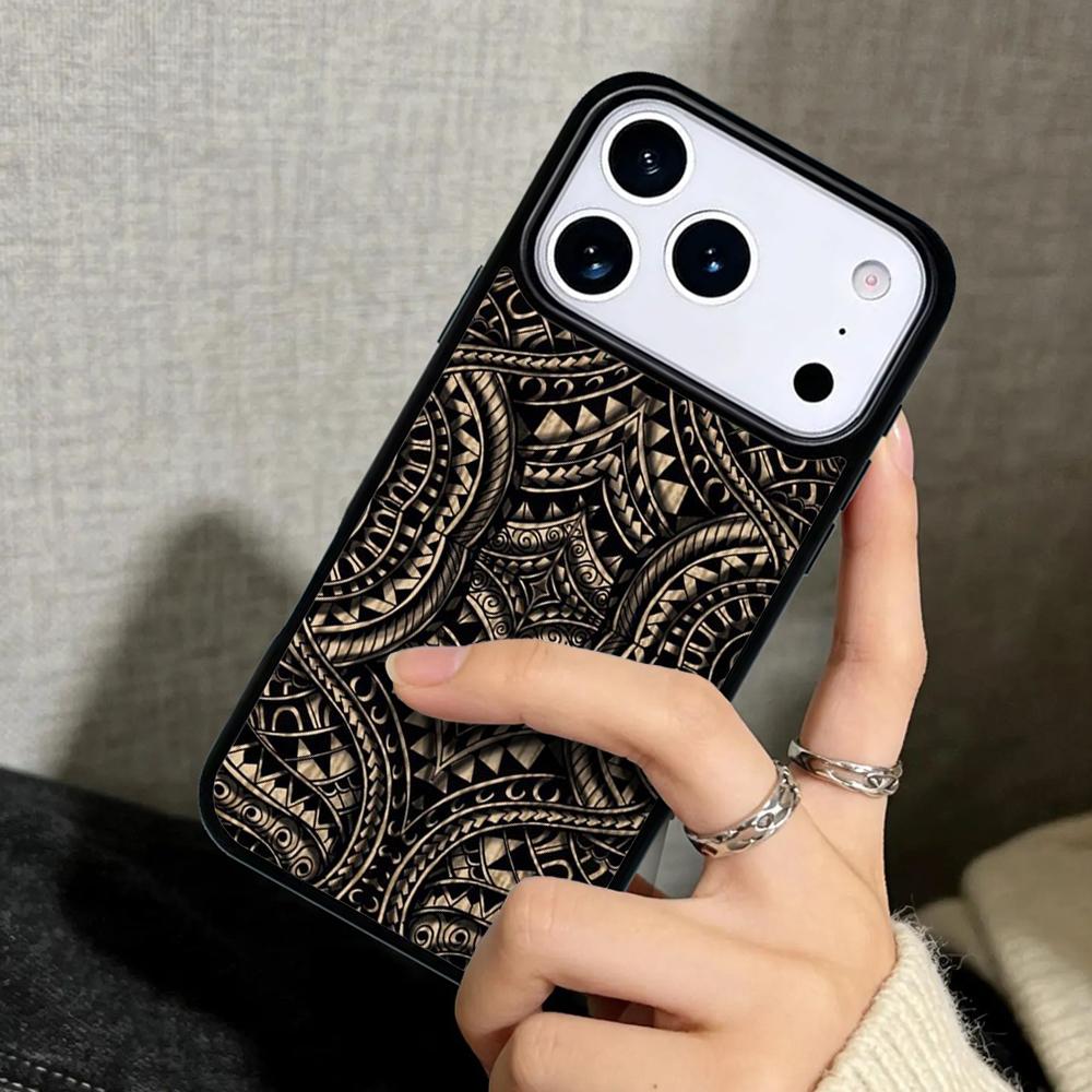 Capa Case for iPhone 17 Air 16 Pro Max 15 Plus 11 13 Mini 14 12 Back Phone Cover Maori Polynesian Samoan Tribal