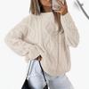 Damenbekleidung Herbst und Winter Neue Produkte Neuer Pullover Lockerer Pullover Rundhalsausschnitt Zopfmuster Gestrickter Pullover Oberteil